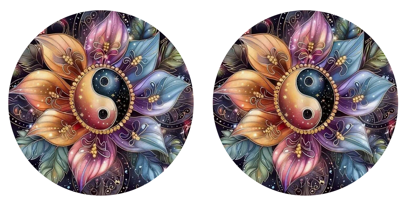 Yin Yang Floral car coasters