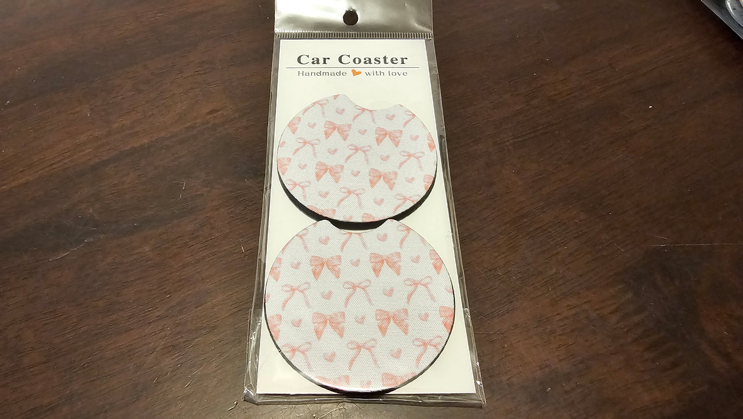 Pink Bow Car coasters