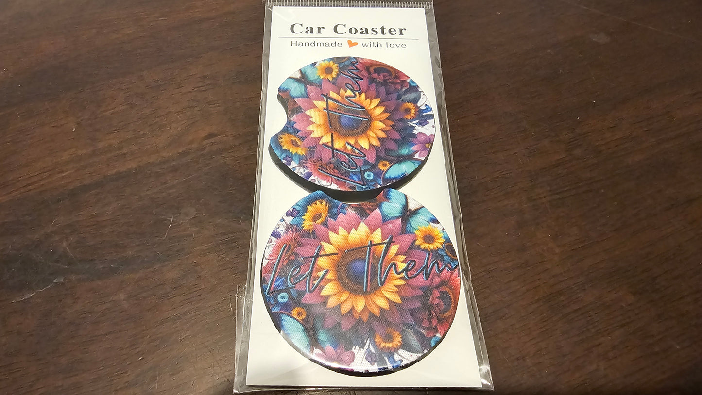 Let Them sunflower Car coasters