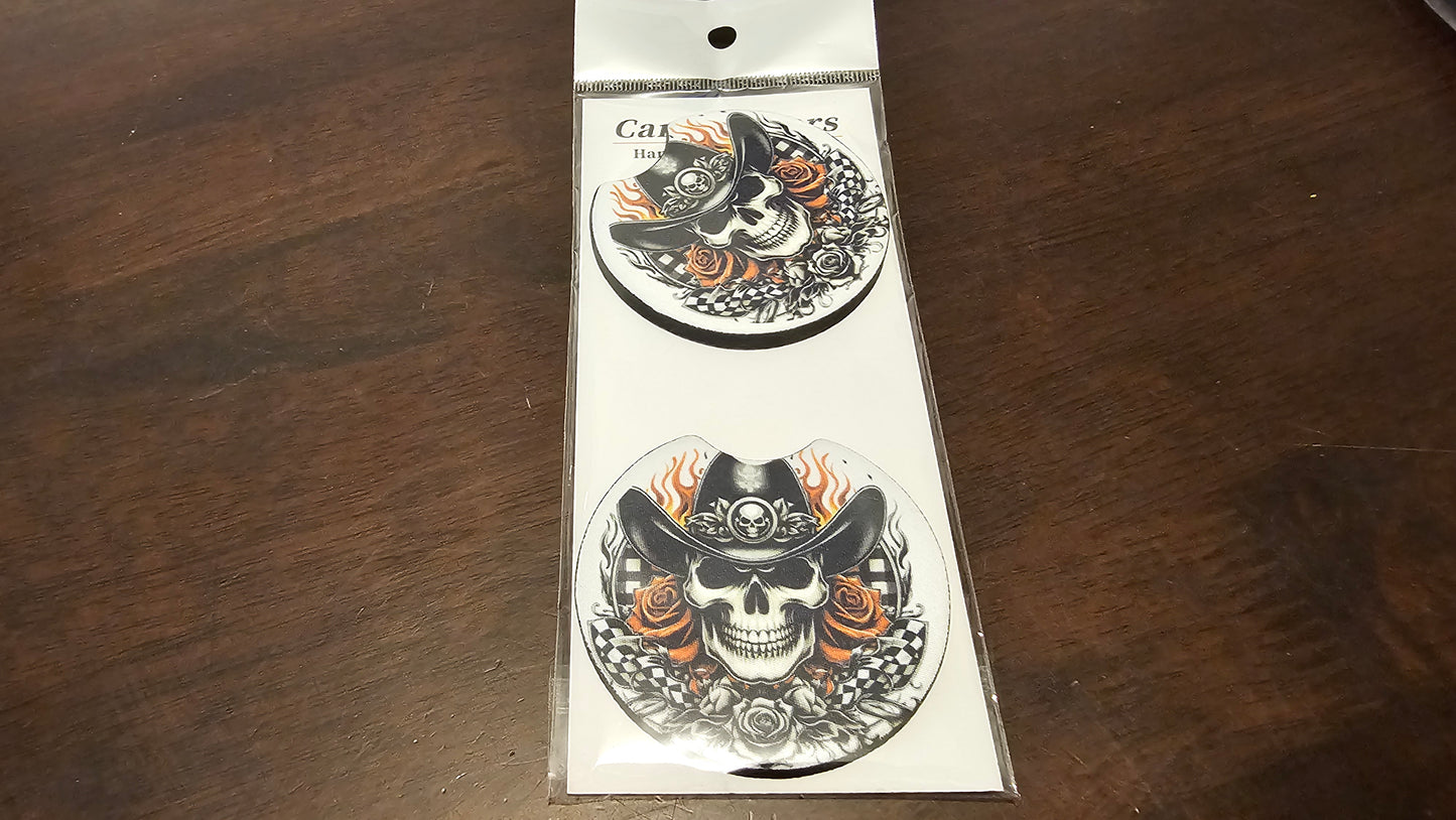 Cowboy skull Car coasters
