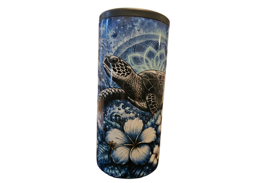 Blue turtle skinny can cooler