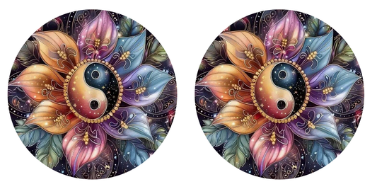 Yin Yang Floral car coasters