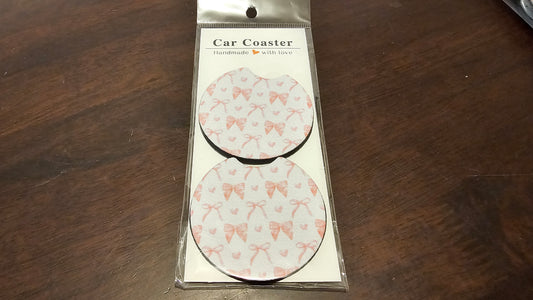 Pink Bow Car coasters